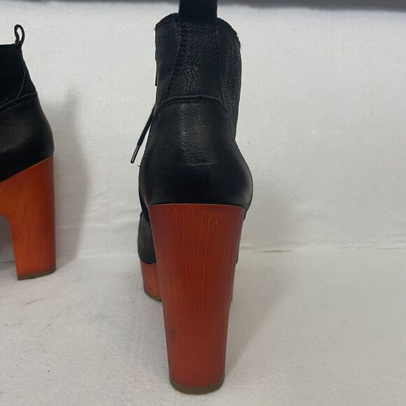 Lucky Brand Tafari Black Leather Platform Heeled Booties Women's Size 9 - Picture 6 of 15
